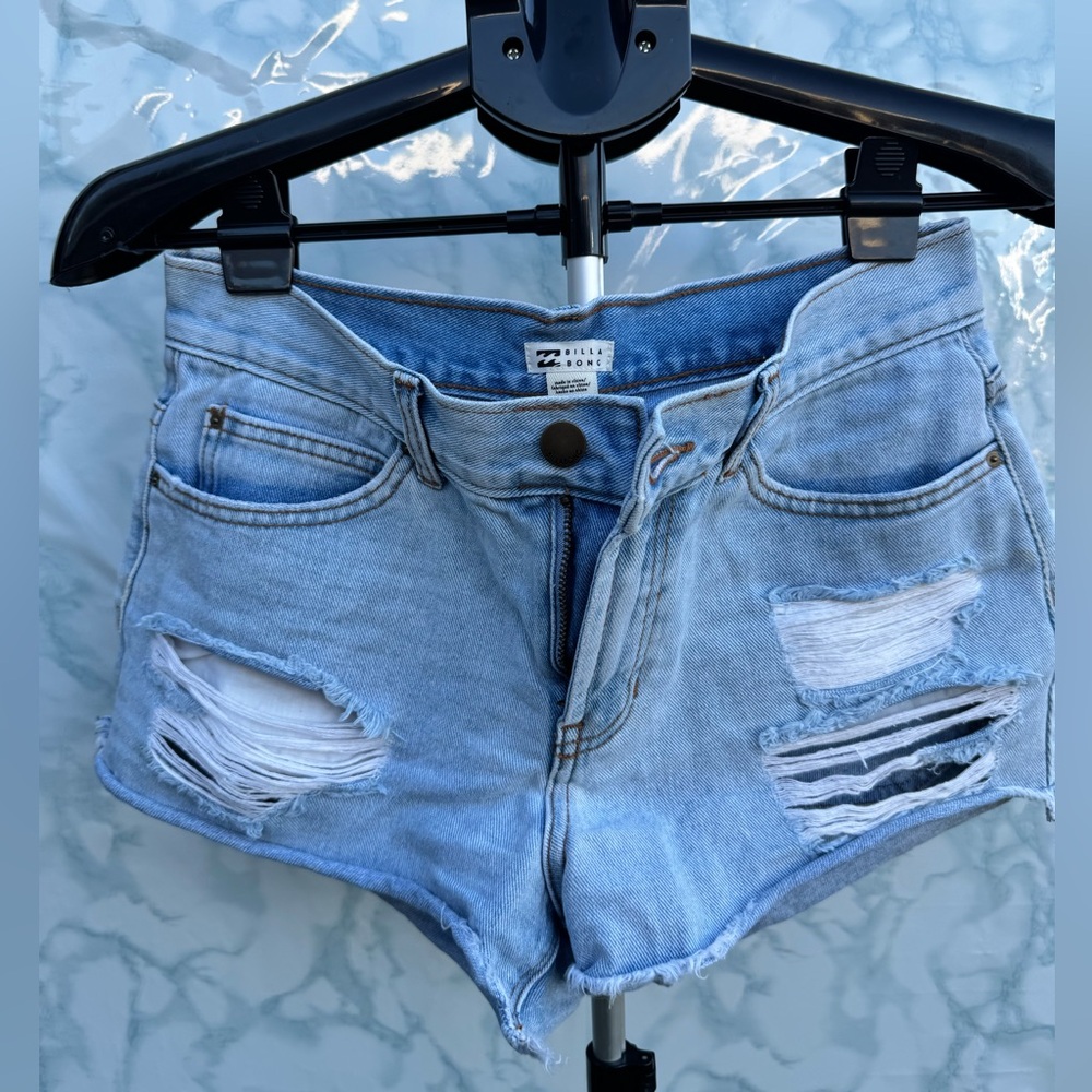 Billa Bong Light Blue Distressed Denim Shorts